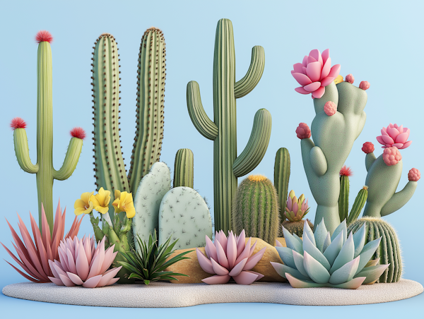 Vibrant Collection of Cacti and Succulents