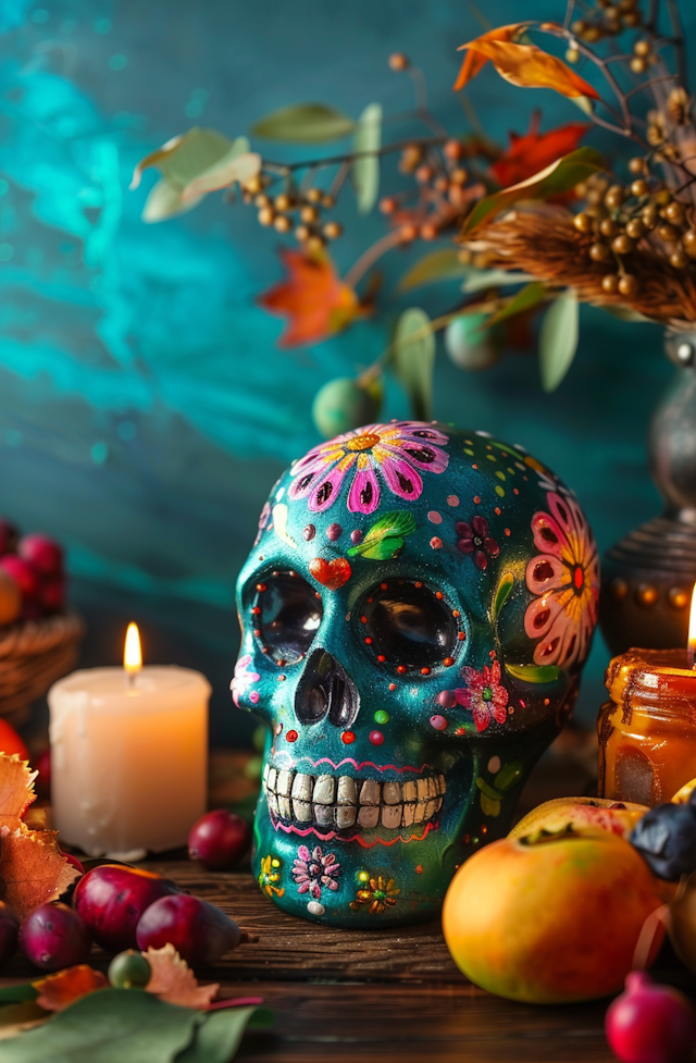 Dia de los Muertos Celebration Skull