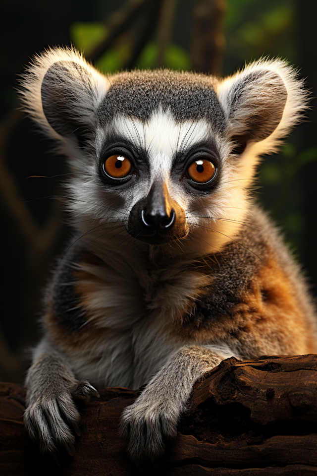 Contemplative Ring-tailed Lemur with Vivid Eyes