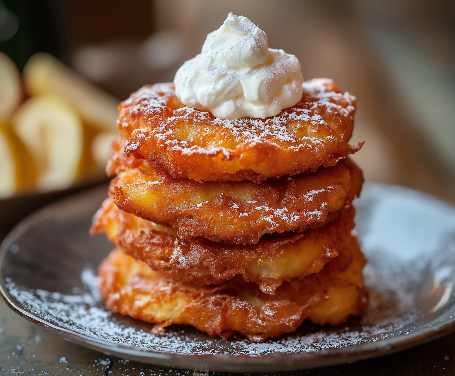 Golden-Brown Fritters with Whipped Cream