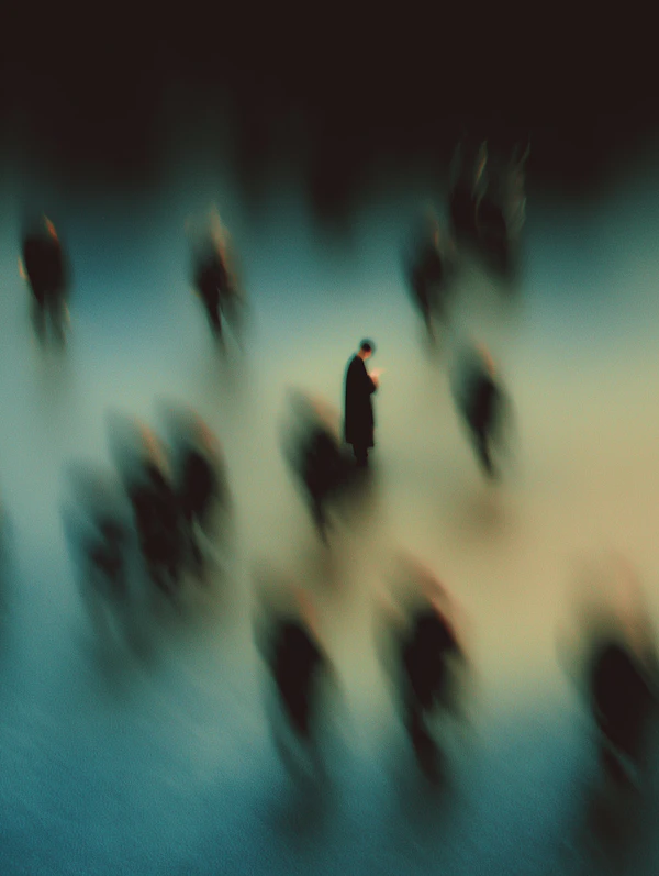 Focused Individual in Crowd