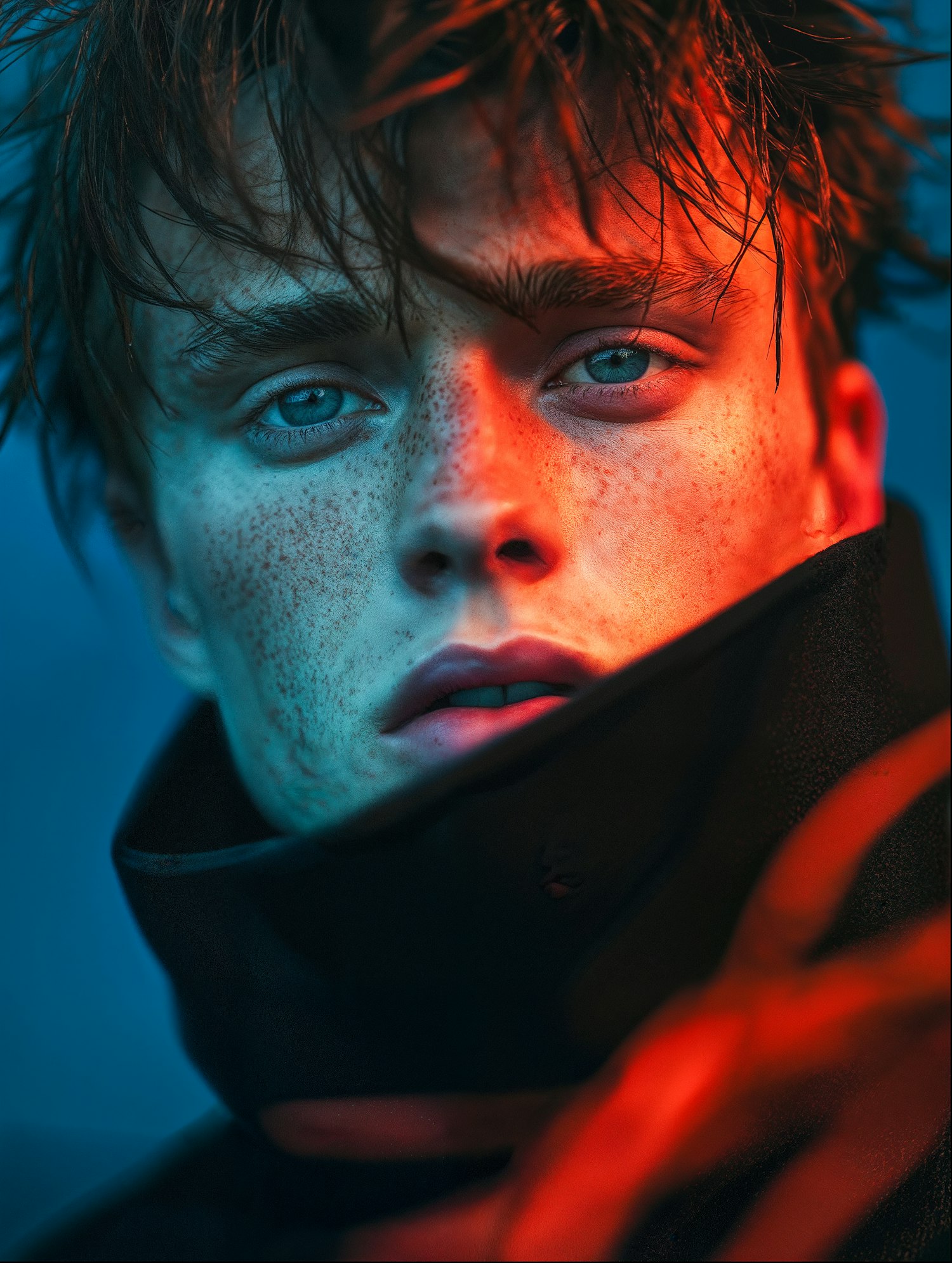 Dramatic Portrait with Blue Eyes