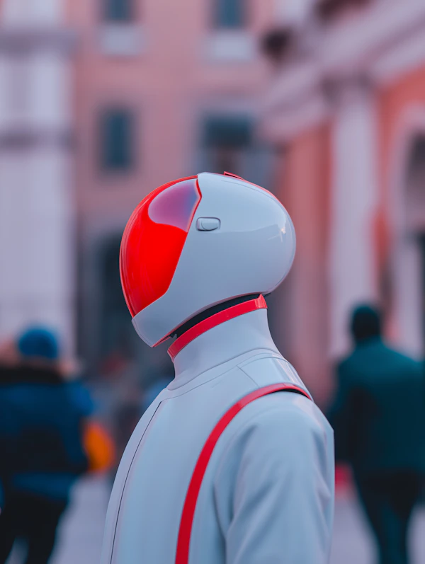 Futuristic Figure in White Suit