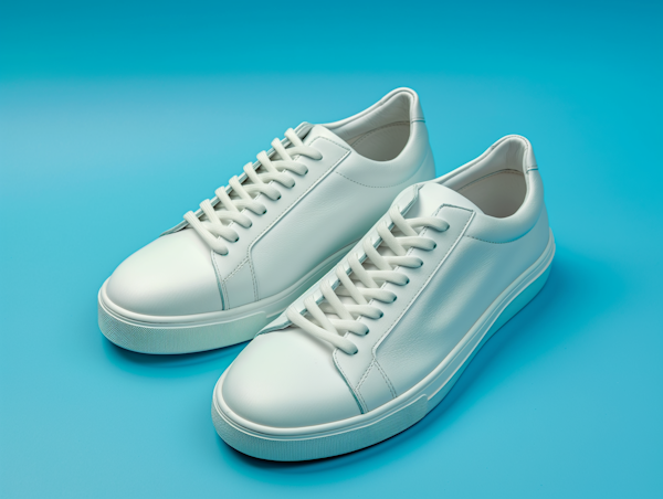 Pristine White Sneakers on Aqua Blue