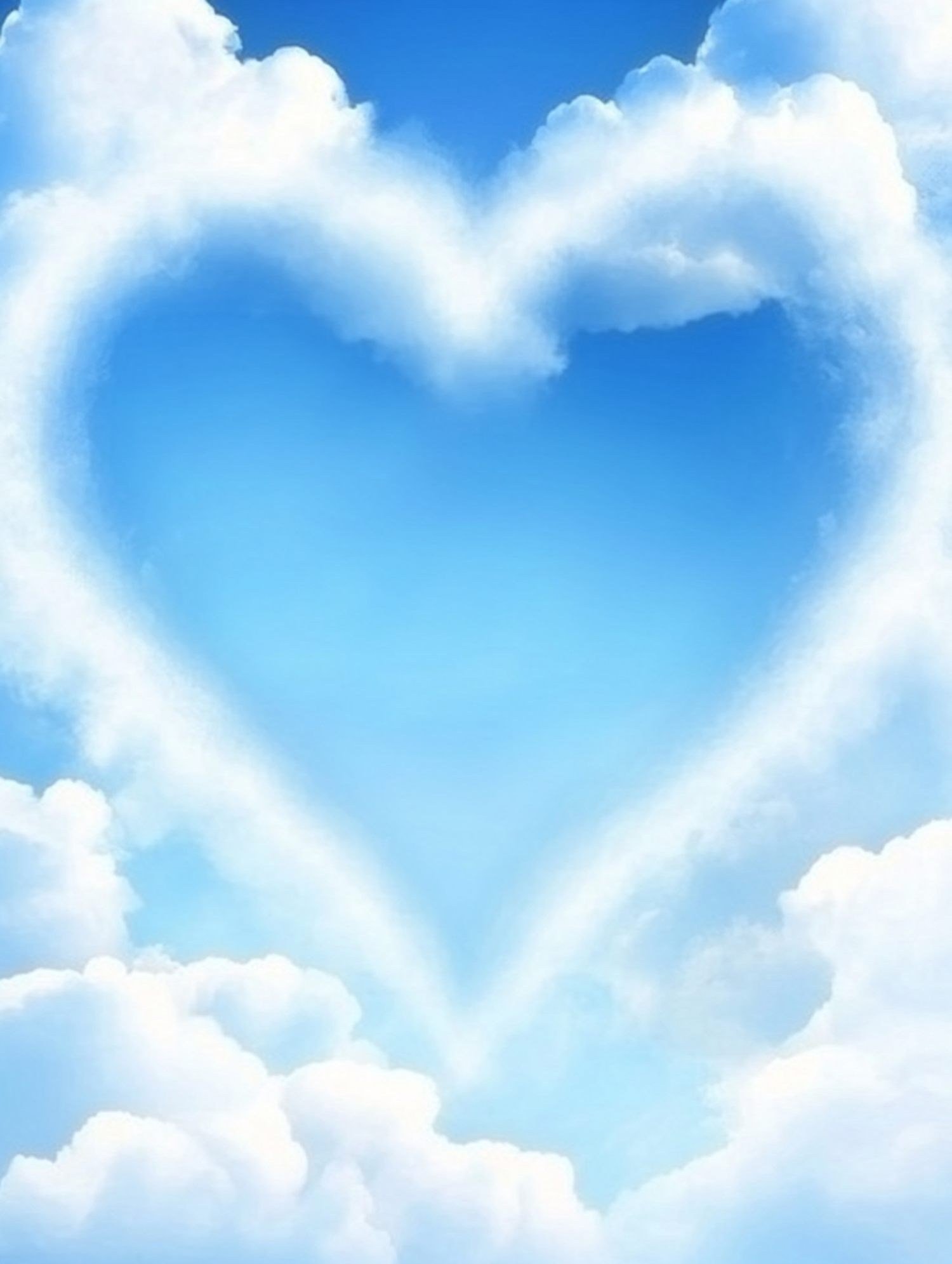 Heart-Shaped Cloud in Blue Sky