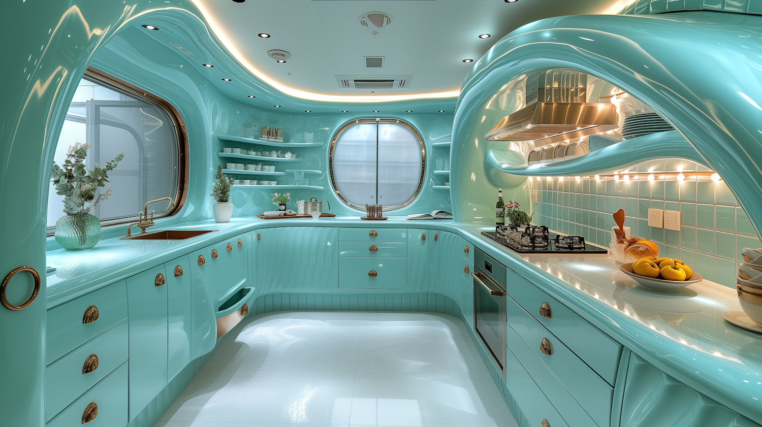 Modern Turquoise Kitchen Interior