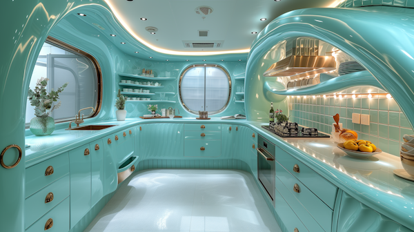 Modern Turquoise Kitchen Interior