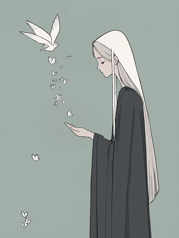 Serene Woman with Dove