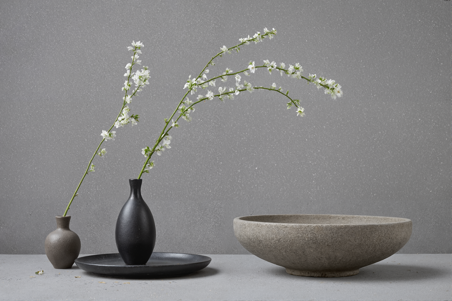 Minimalist Still Life with Vases and Bowl