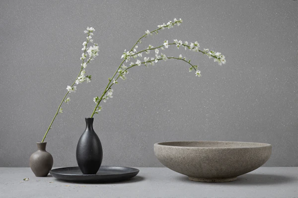 Minimalist Still Life with Vases and Bowl