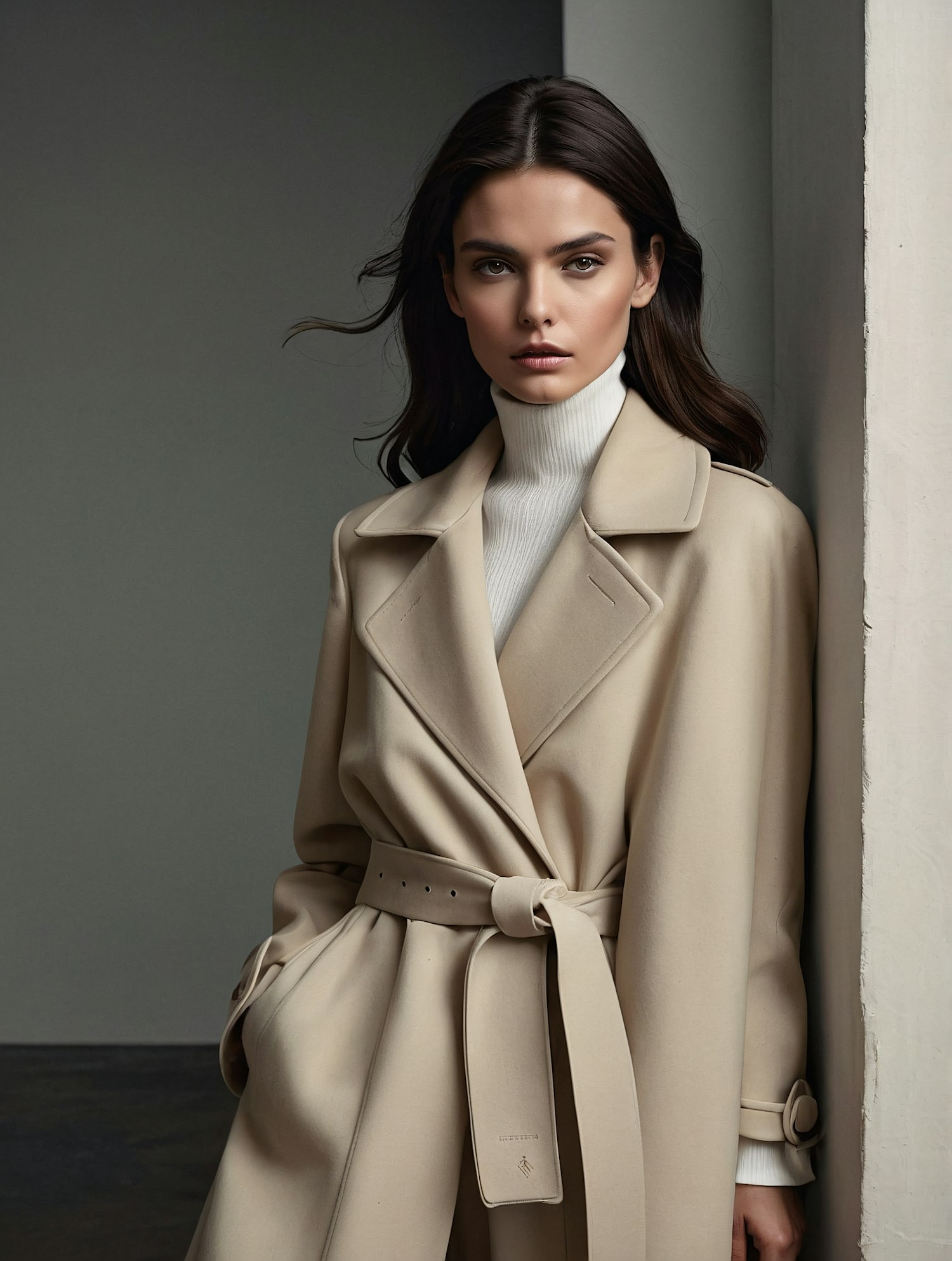 Woman in Beige Trench Coat