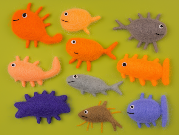 Colorful Felted Wool Creatures