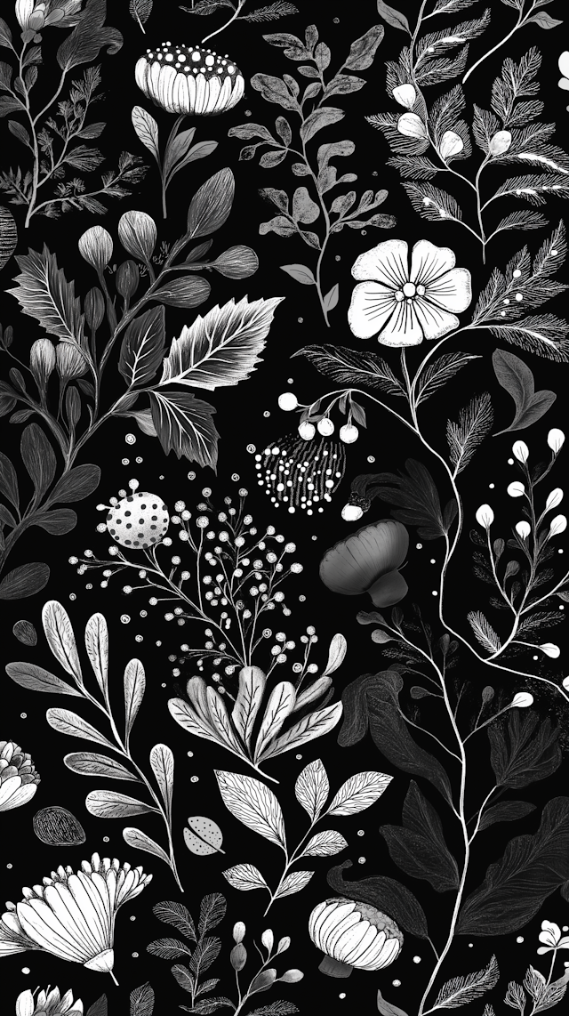 Monochrome Botanical Illustration