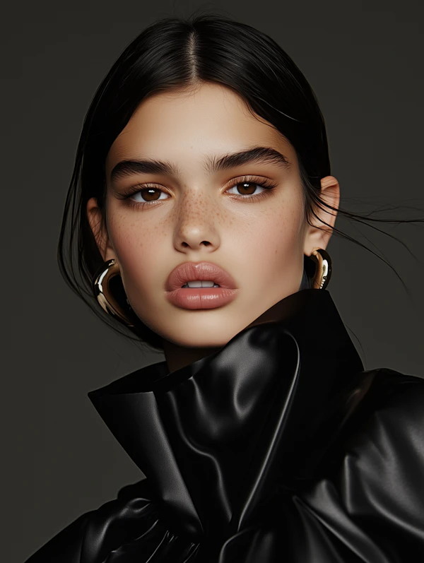 Striking Portrait with Gold Hoop Earrings