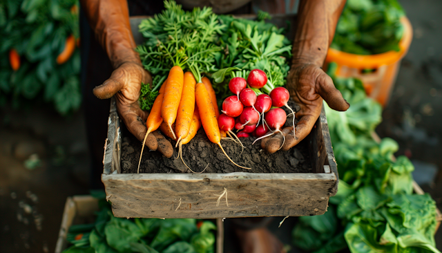 Hands Holding Harvested Produce