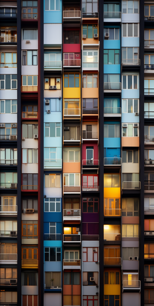 Colorful Urban Quilt: A Tapestry of High-rise Life