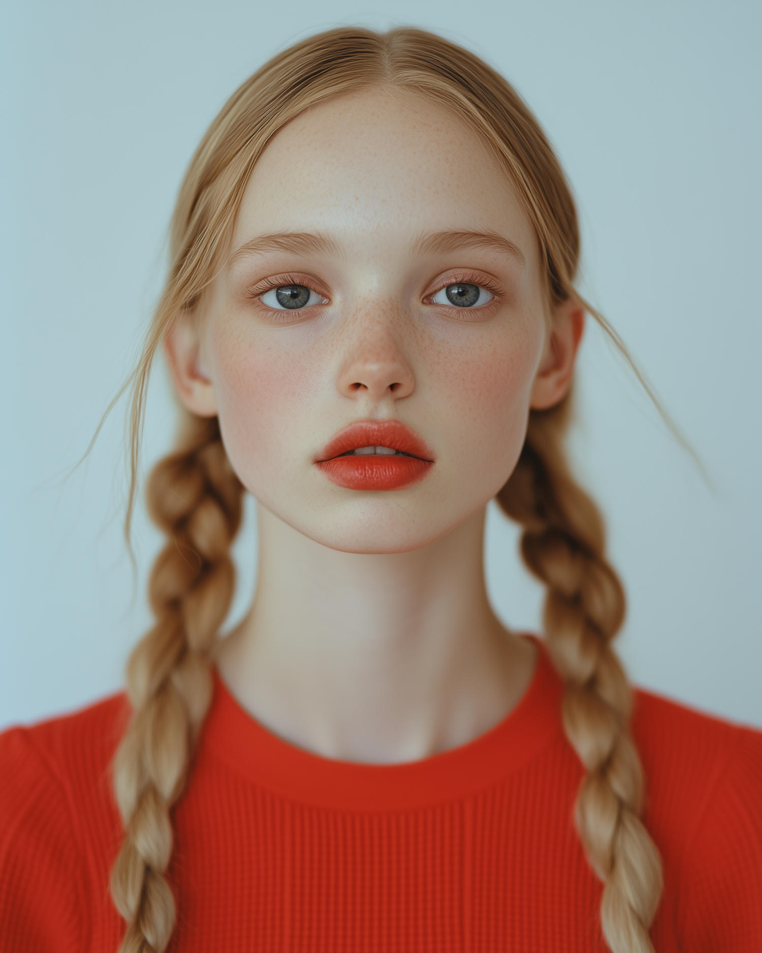 Portrait of a Young Woman with Braids