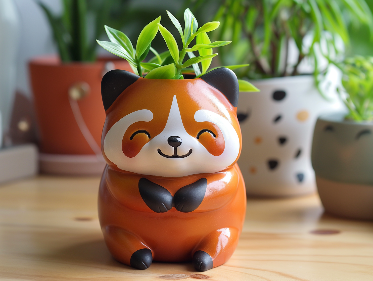 Whimsical Red Panda Planter