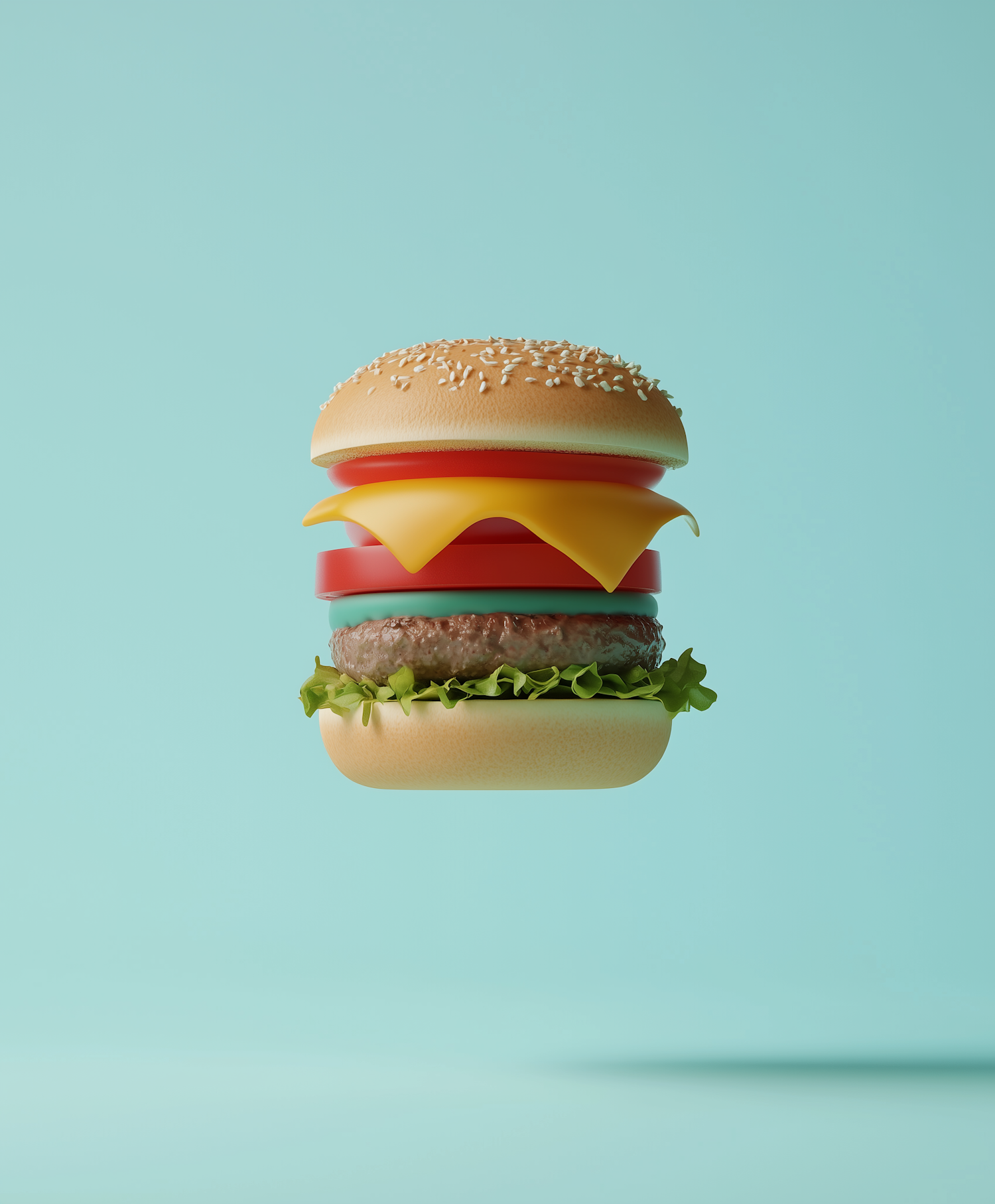 Stylized Hamburger with Minimalist Background