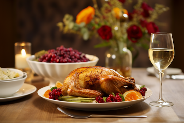 Elegant Roasted Chicken Dinner with Wine