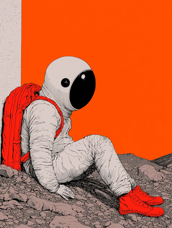 Astronaut on Rocky Surface