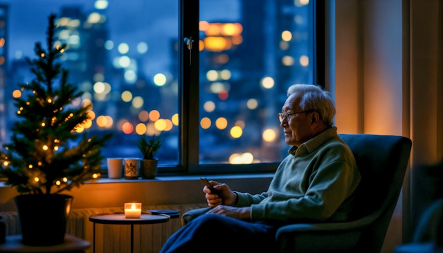 Elderly Man alone for the holidays