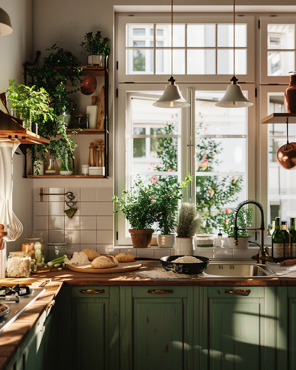 Rustic Sunlit Kitchen