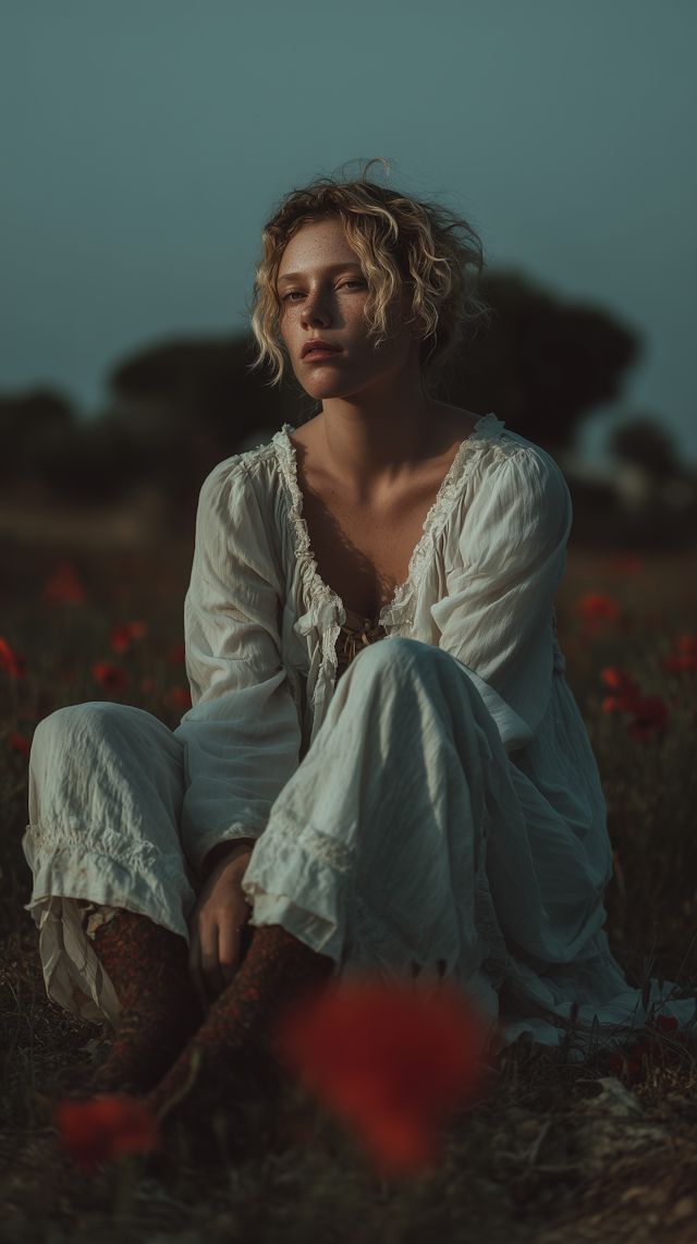 Woman in Flower Field