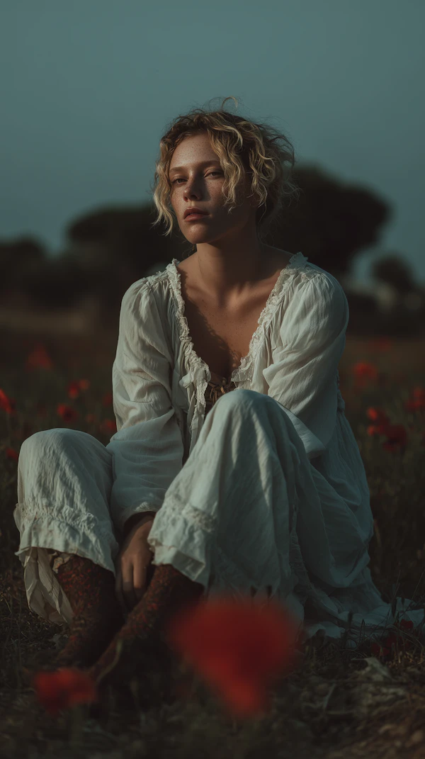 Woman in Flower Field
