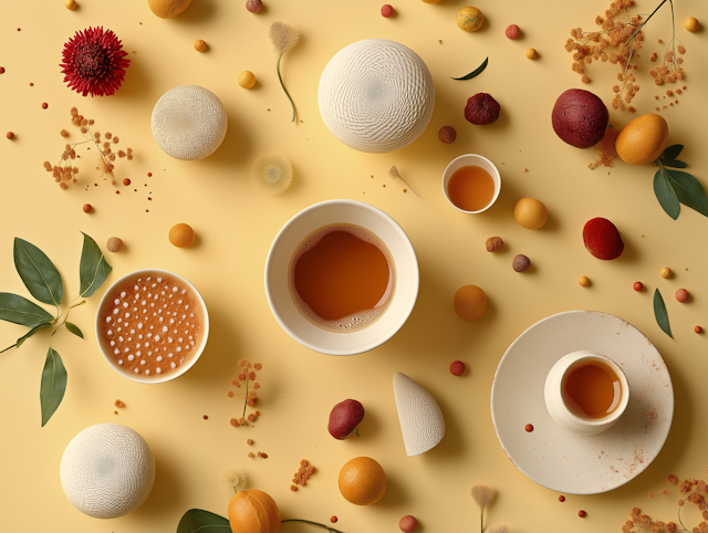 Harmonious Composition with Tea and Natural Elements