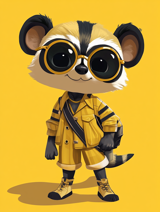 Stylish Cartoon Raccoon