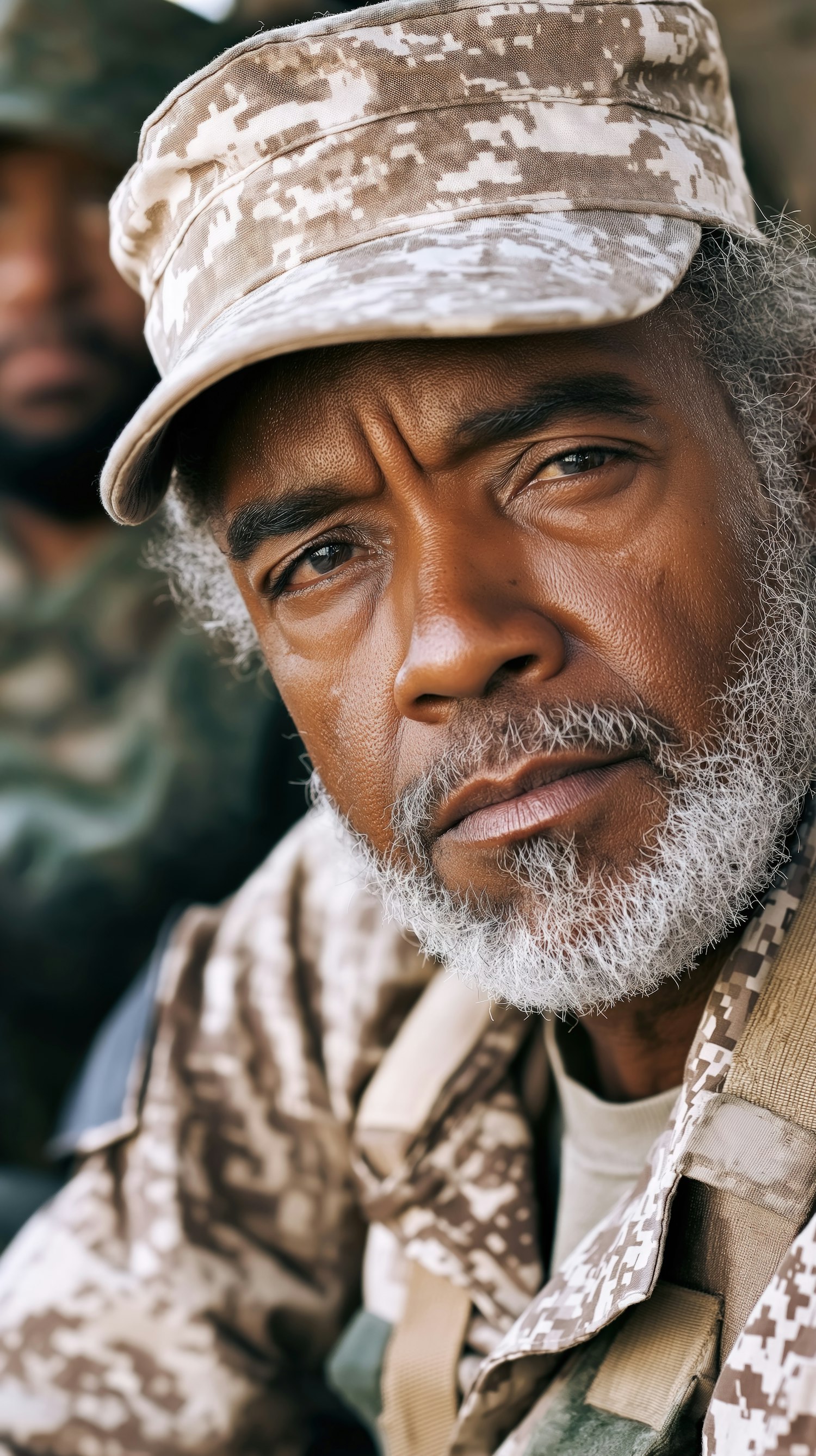 Close-up of Older Man in Military Uniform