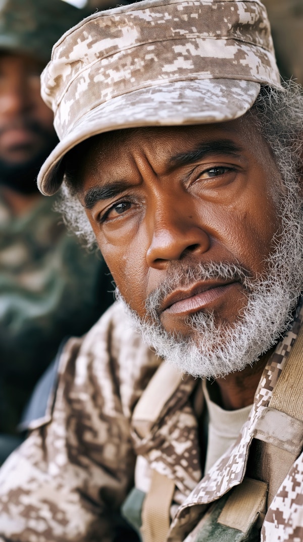 Close-up of Older Man in Military Uniform