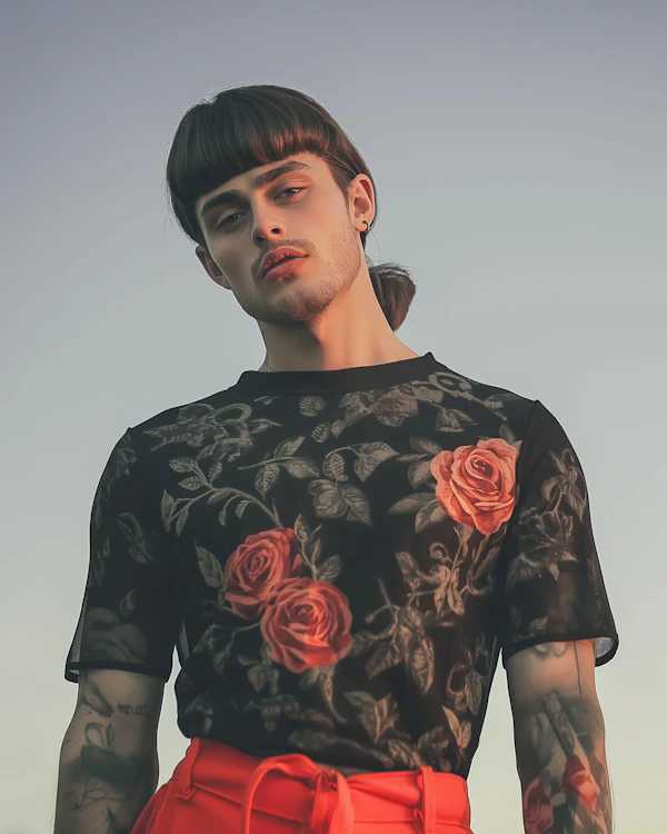 Stylish Portrait with Roses