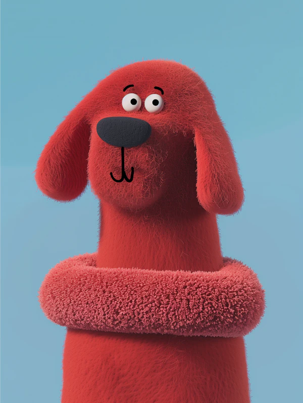 Red Cartoon Dog Hugging