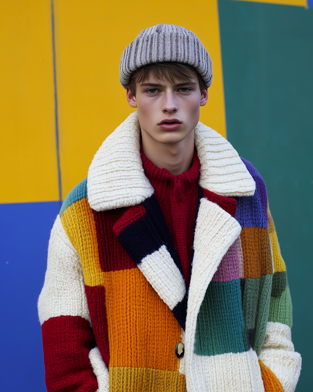 Colorful Knit Fashion Portrait