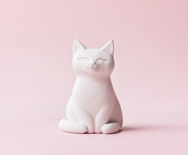 Serene White Ceramic Cat Figurine