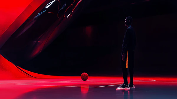 Solitary Figure on Basketball Court