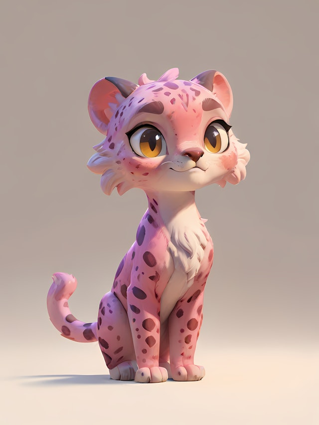 Pink Cartoon Leopard