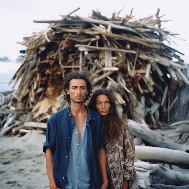 Beach Companions with Driftwood