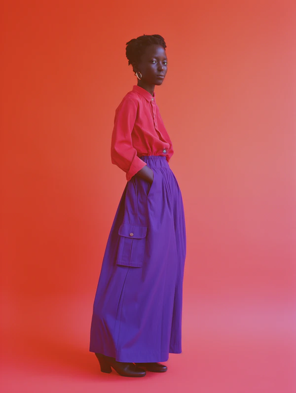Elegant Woman in Color-Contrasting Fashion