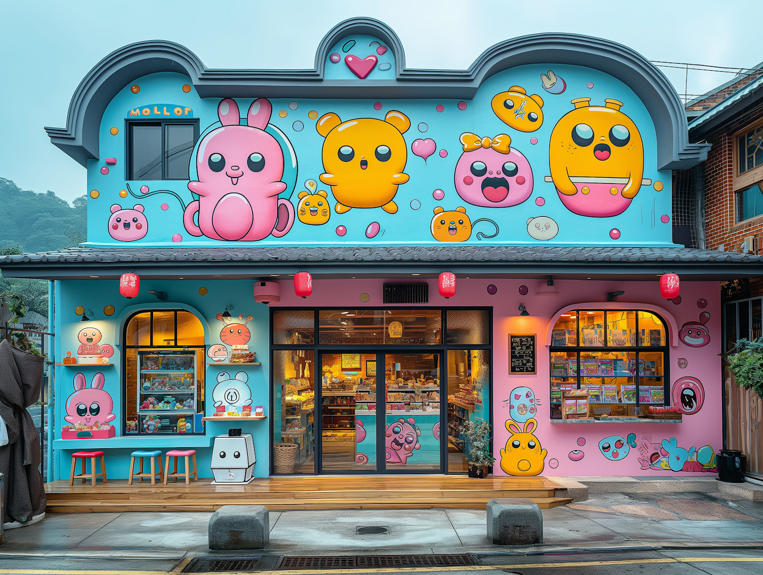 Colorful Cartoon Character Storefront