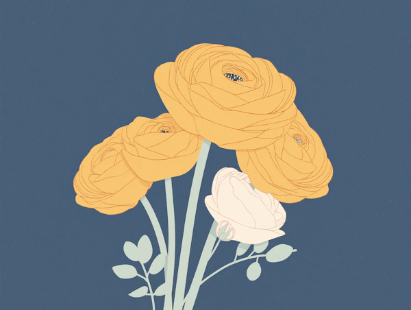 Minimalist Yellow Butterfly Ranunculus