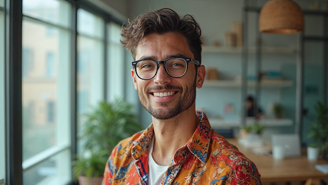 Smiling Man in Vibrant Shirt