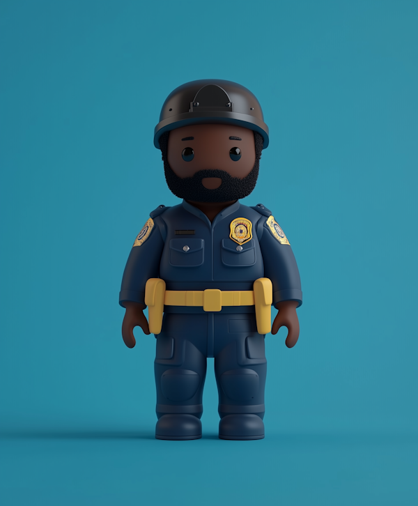 Stylized African-American Police Officer Figurine