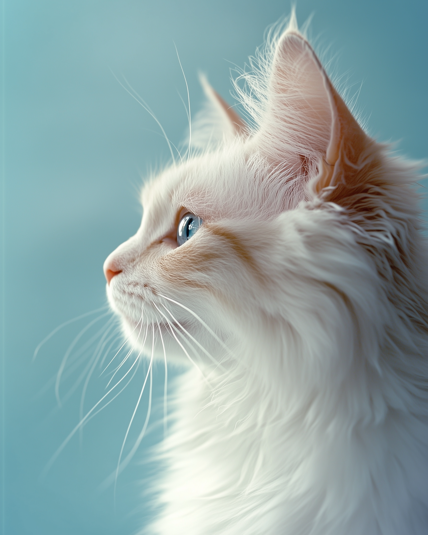 Elegant White Cat with Blue Eyes