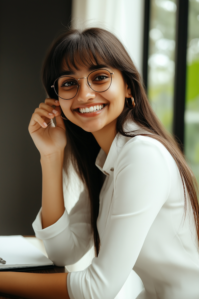 Smiling Woman with Glasses