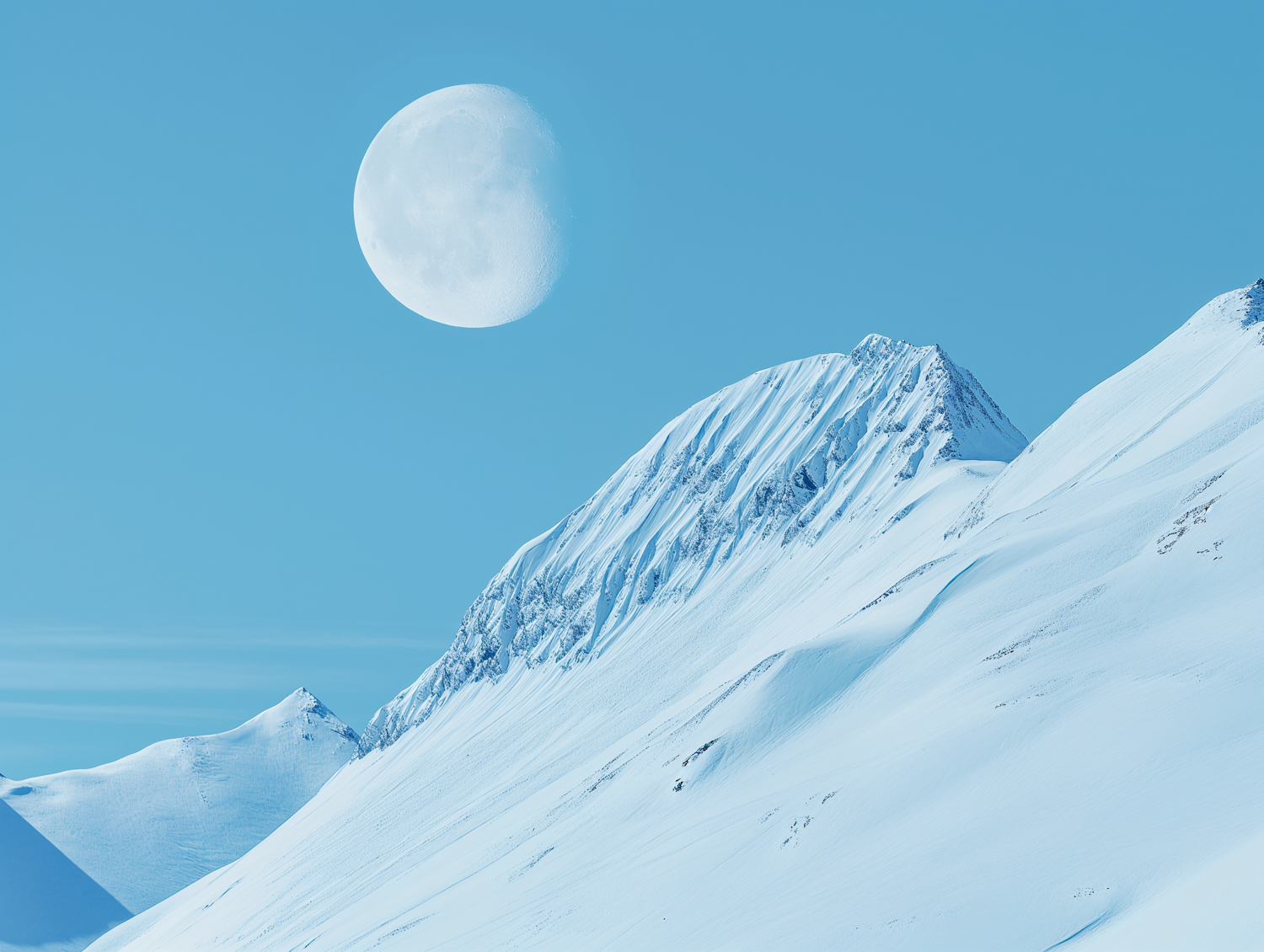 Tranquil Moonrise over Snowy Peaks