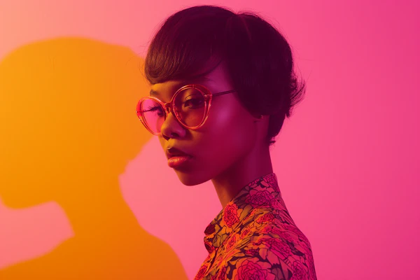 Contemplative Profile with Pink Accents