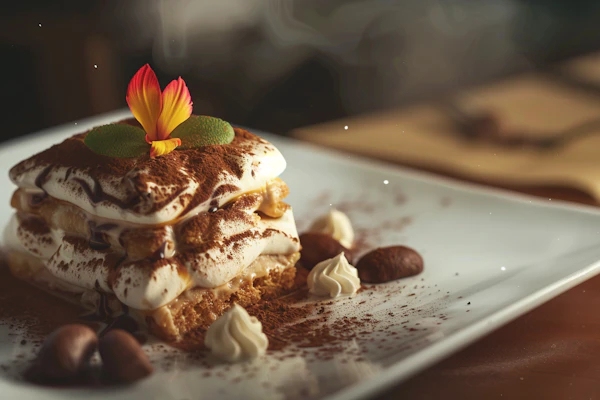 Gourmet Tiramisu with Edible Flower